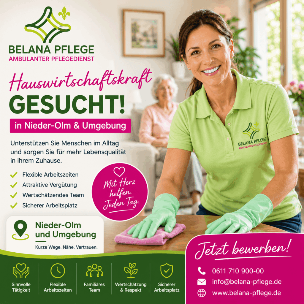 Hauswirtschaftskraft von BELANA Pflege unterstützt Seniorin im Haushalt in Nieder-Olm