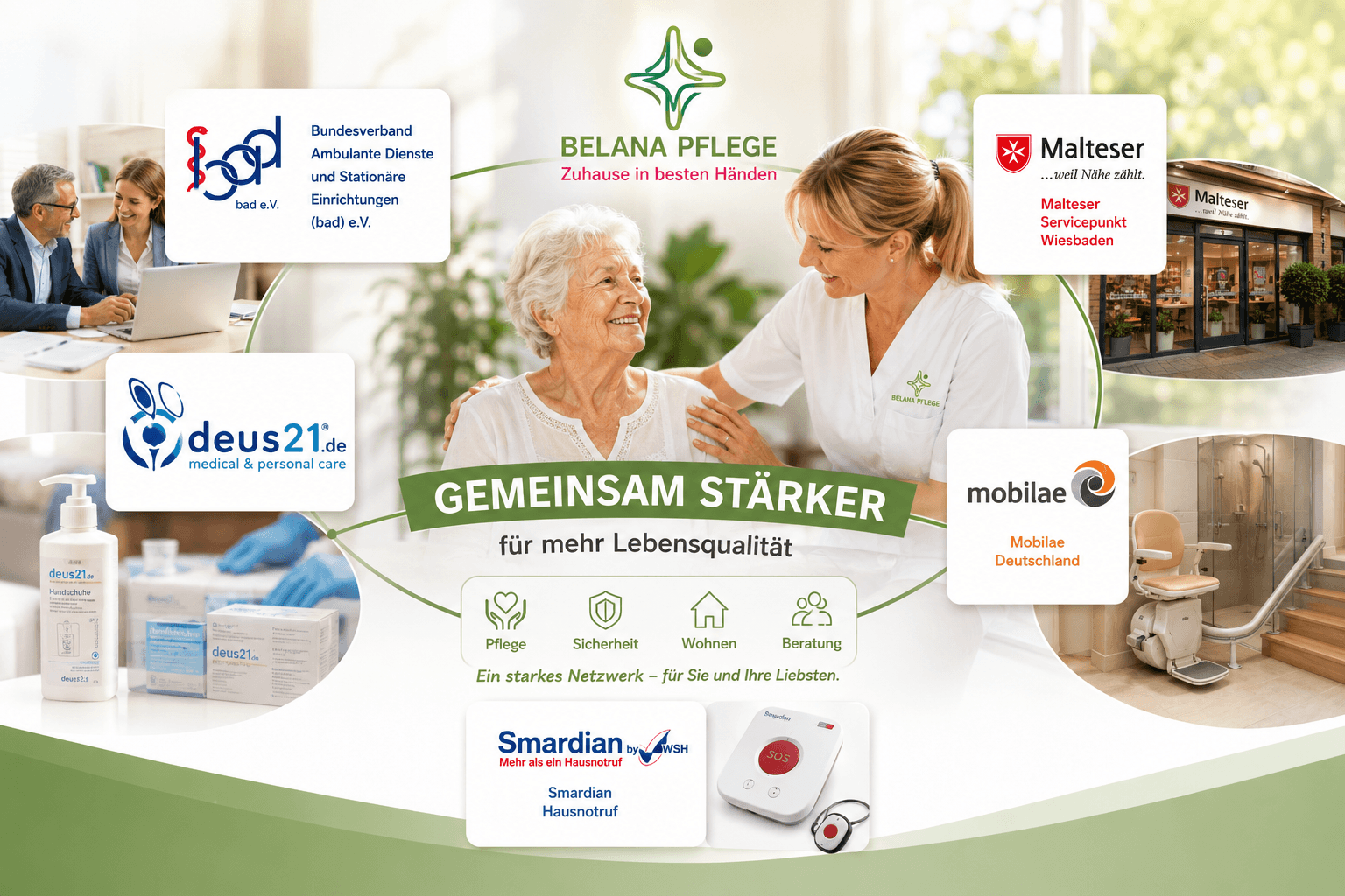 Partnernetzwerk von BELANA Pflege mit starken Partnerunternehmen für mehr Lebensqualität in Wiesbaden